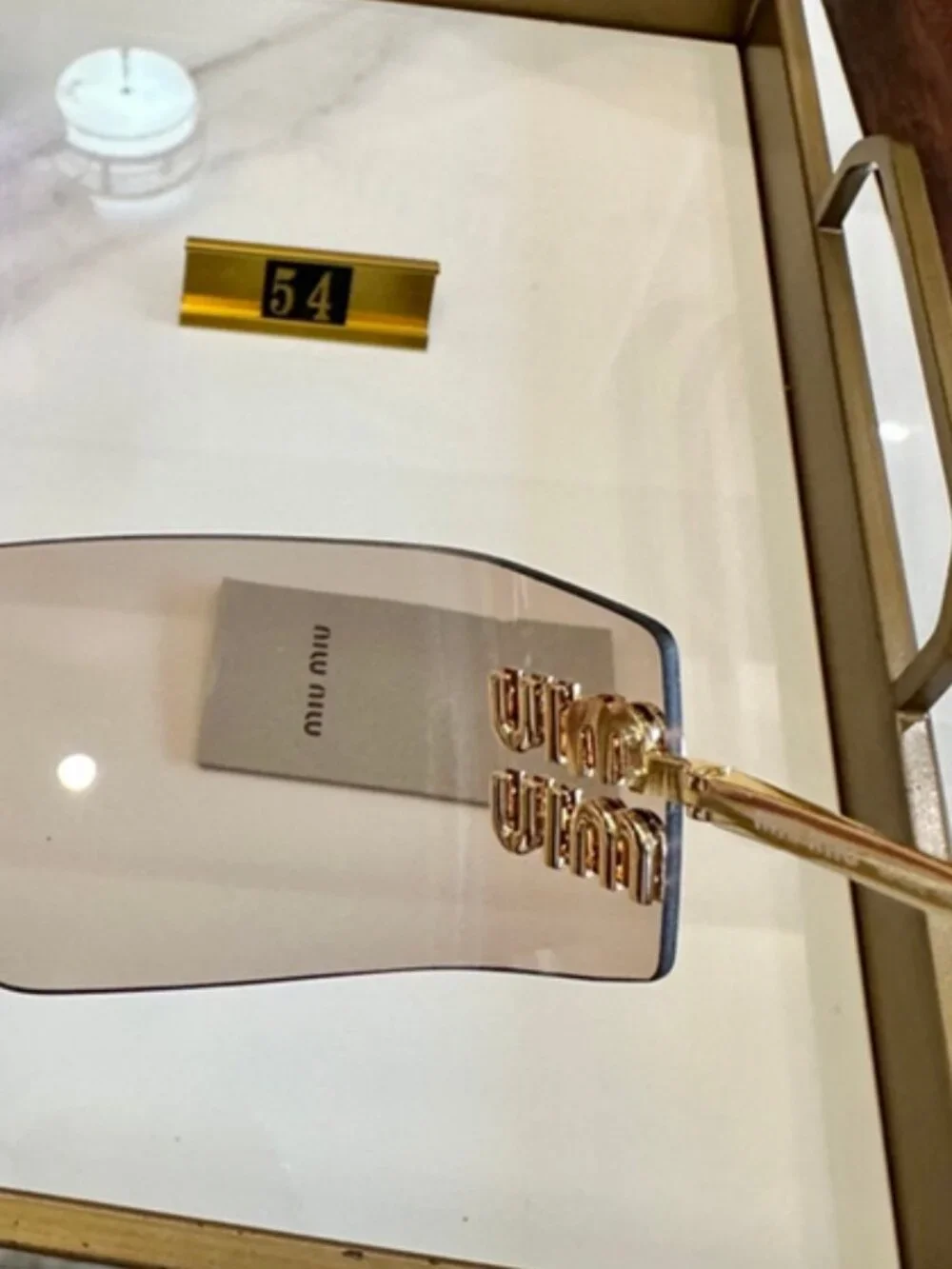 Miu Miu Rimless Square Sunglasses Logo Detail